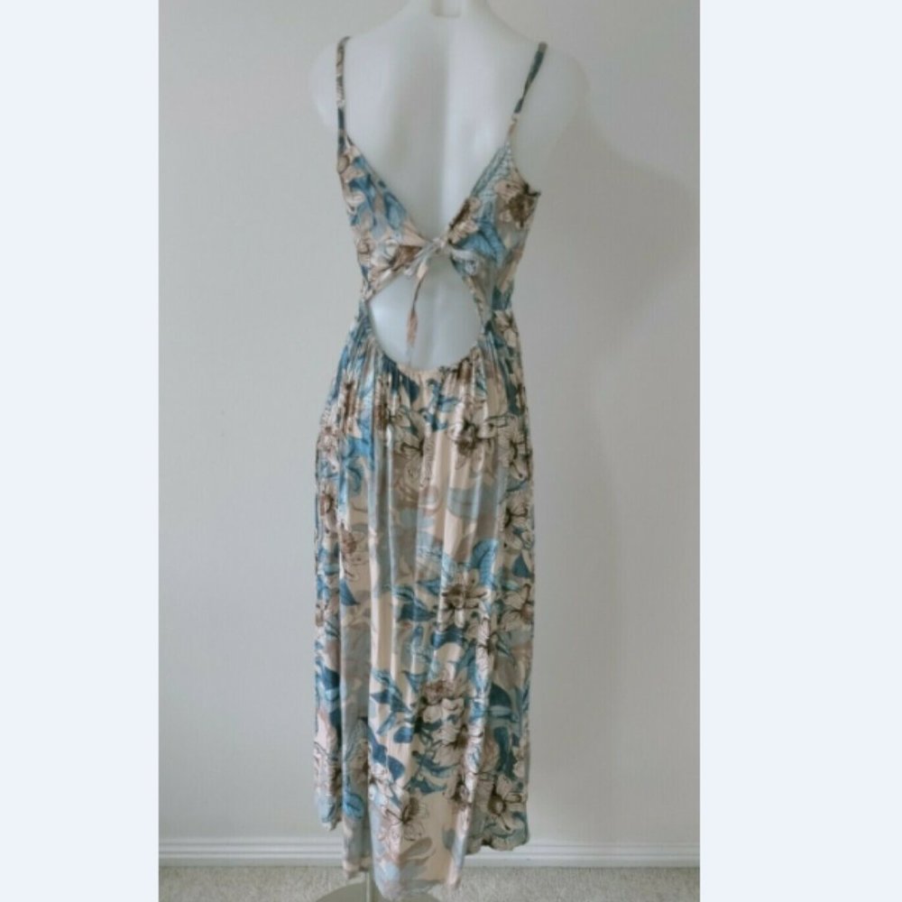 Tree Of Life Carpe Diem Pink Floral Midi Dress Size L Sleeveless Open Back - Picture 3 of 7